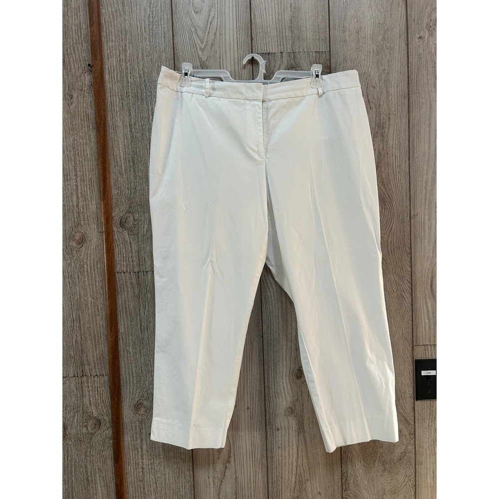 Talbots Woman Heritage White Cropped Chino Pants Plus Size 20W Stretch Cotton